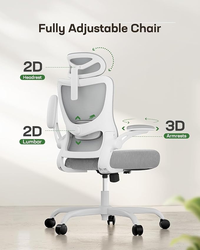 Marsail Ergonomic Office Chair with 3D Armrests, Pack of 4 | Office Desk Chair with High Back Mesh, Adjustable Lumbar Support, Rolling Work Swivel Task Chairs with Wheel, Headrest, home