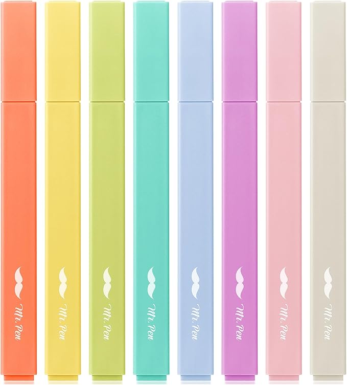 Mr. Pen- Aesthetic Highlighters No Bleed, 8 Pack, Retro Colors, Chisel Tip | Cute Highlighters Assorted Colors for Journaling, Highlighting, Underlining, Fast Dry, Back to School Supplies
