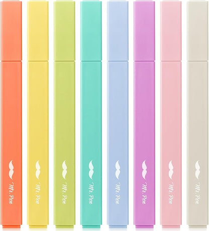 Mr. Pen- Aesthetic Highlighters No Bleed, 8 Pack, Retro Colors, Chisel Tip | Cute Highlighters Assorted Colors for Journaling, Highlighting, Underlining, Fast Dry, Back to School Supplies