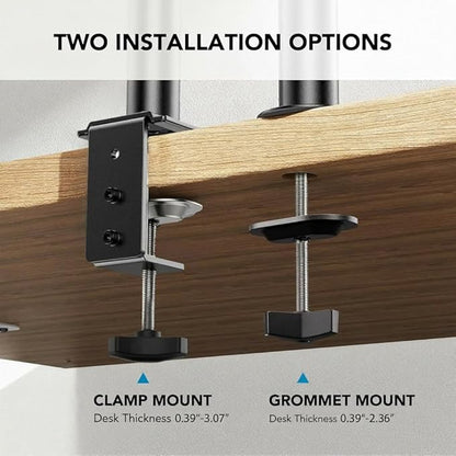 HUANUO Adjustable Monitor Arm with Laptop Tray, Single Desk Mount for 13-32" VESA Monitors up to 22 lbs, 14" x 12" Laptop Tray
