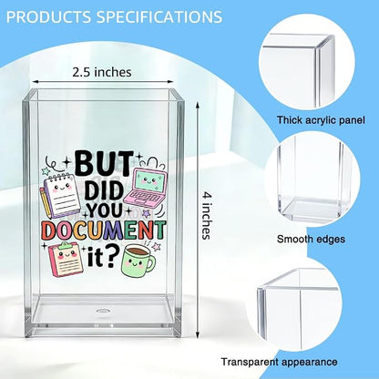 But Did You Document It Acrylic Organizer Pencil Pen Holder, HR Humor Office Desk Accessories Holder, Funny Office Decor Gifts for Women Human Resources Accountant Programmer Graphic Coworker