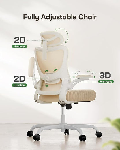 Marsail Ergonomic Office Chair with 3D Armrests, Pack of 2 | Office Desk Chair with High Back Mesh, Adjustable Lumbar Support, Rolling Work Swivel Task Chairs with Wheel, Headrest, home