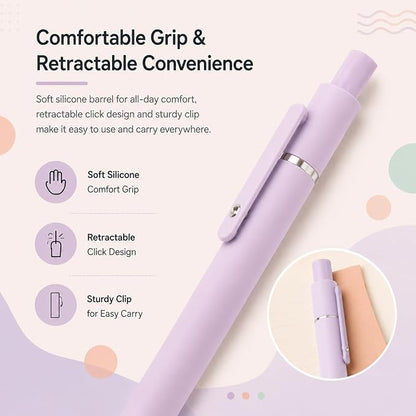 Vanhench 7Pcs 0.5 mm Black Ink Gel Pens Fine Point Smooth Writing Quick Dry Pen for School Note Teacher Journaling Office Desk Nurses Gift, Nice Cute Multifunction Writing Pens with Fidget Stress Ball