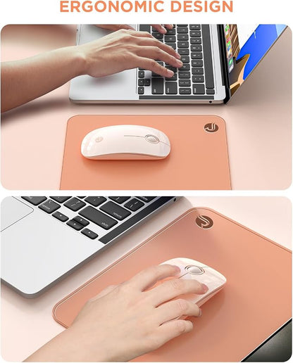 RAPIQUE Bluetooth Wireless Mouse - (BT5.1+USB) Slim Dual Mode Computer Mice with Quiet Click, Low Power, and 1600 DPI, Portable Cordless Mouse for MacBook, Laptop, iPad Pro/Air, Tablet (Pink)