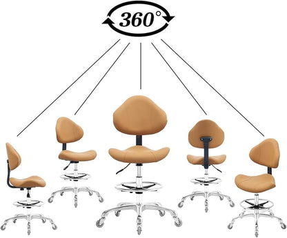 Rolling Swivel Drafting Chair Adjustable Heavy Duty (400lbs) Lumbar Support Task Chair for Home Desk Studio Design Lab(Triangular Back)