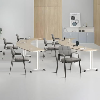 CLATINA Waiting Room Guest Chair with Bonded Leather Padded Arm Rest for Office Reception and Conference Desk(Grey 6 Pack)