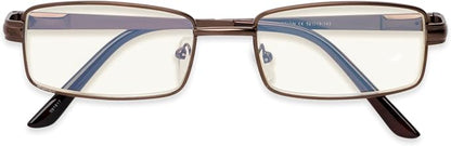 Readers Readers.com Reading Glasses: The Dash Blue Light, Metal rectangle Style for Men and Women