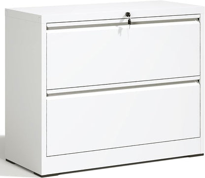 2 Drawer Lateral File Cabinet with Lock Heavy Duty Large Metal Filing Cabinets Home Office White Locking Cabinets Wide Steel Cabinet for Legal/Letter Size,Assembly Required