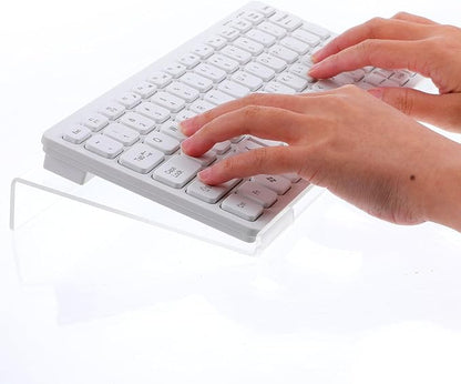 4 Pack Acrylic Computer Keyboard Stand, Clear Tilted Ergonomic Keyboard Tray Riser Holder for Office Desk, Home Use