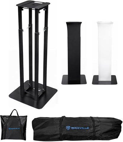 Rockville RTP82B 8 ft Adjustable Black Totem Moving Head Light Stand | Includes Scrim and Bag, 132 lbs Capacity, Steel, 35mm Speaker Adapter, Spring Lock Height Adjustment, Tool-Free Assembly