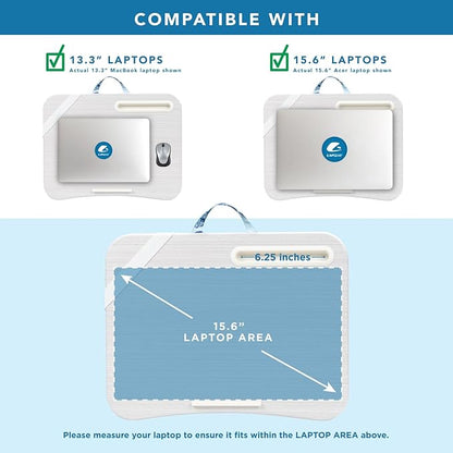 LAPGEAR Designer Lap Desk 2-Pack with Storage Basket, Phone Slot & Device Ledge – Blue Blossoms – Fits Laptops up to 15.6" – Style No. 70433