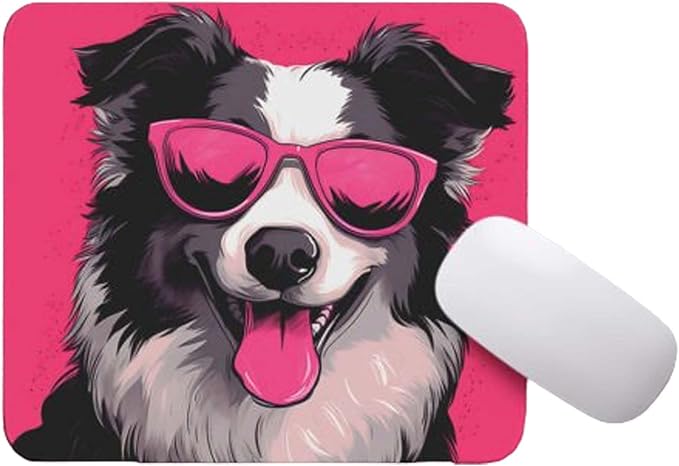 Pink Mousepad Glamour Dog Australian Shepherd Mouse Pad for Home Office Gaming Working Desk Computer Desktop Accessories Non-Slip Rubber Mousepad for Dog Lovers