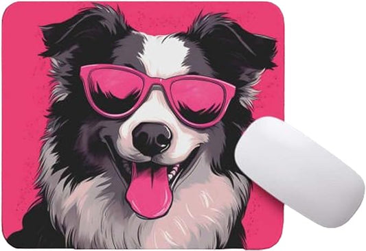 Pink Mousepad Glamour Dog Australian Shepherd Mouse Pad for Home Office Gaming Working Desk Computer Desktop Accessories Non-Slip Rubber Mousepad for Dog Lovers
