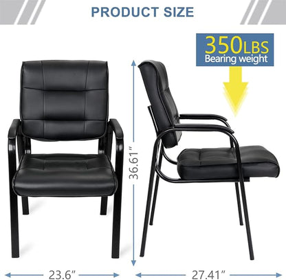 ZenStyle Office Leather Guest Chairs, Office Reception Chairs Executive Side Chair with Bonded Leather and Black Metal Frame for Waiting Room, Conference
