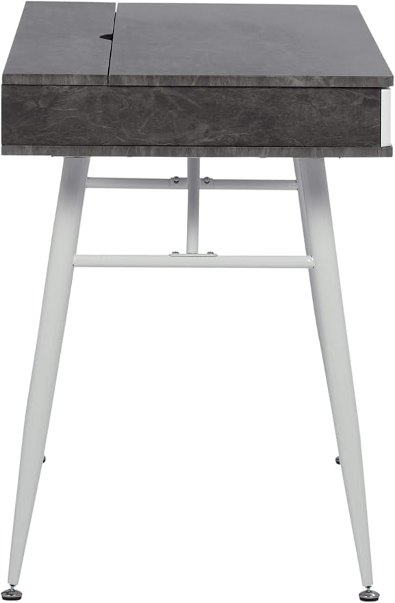 Calico Designs 51252 Alcove Modern Large Split Drawer in White/Cement Gray Desk with Storage