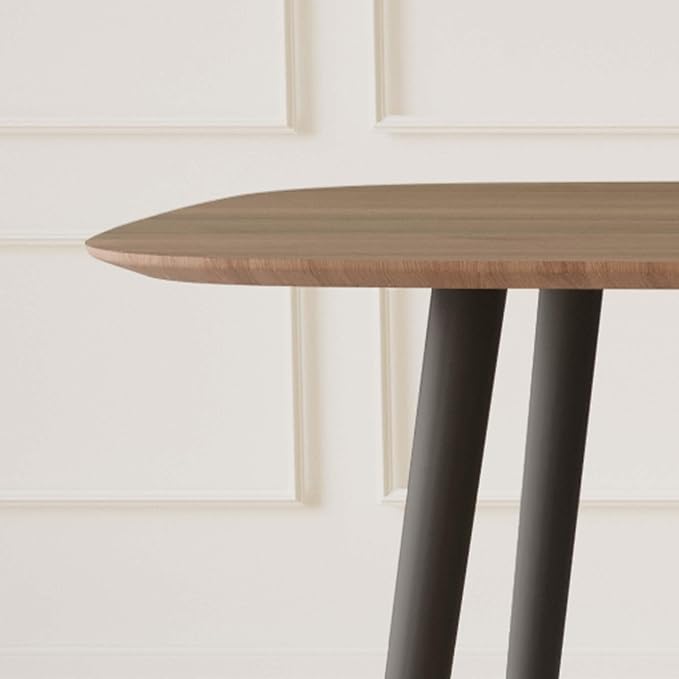 HIPIHOM 55.1' Kitchen Table,Kitchen & Dining Room Tables, Dinner Table for 4-6,MDF Wood Dining Table with Metal Legs for Living Room & Dining Room (Walnut Color Table, 55.1")