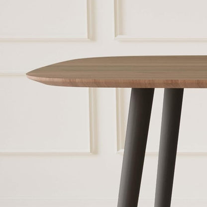 HIPIHOM 55.1' Kitchen Table,Kitchen & Dining Room Tables, Dinner Table for 4-6,MDF Wood Dining Table with Metal Legs for Living Room & Dining Room (Walnut Color Table, 55.1")