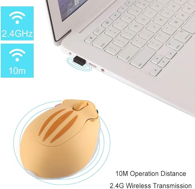 CHUYI Hamster Wireless Mouse, Cute Animal Optical Aesthetics Silent Mouse Portable Cordless Mute Mice for Travel School Office for Computer Laptop PC (Yellow)