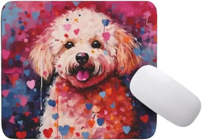 Poodle Mouse Pad Dog with Red Hearts Pattern Non-Slip Rubber Mouse Pad Puppy in Love Mouse Pad for Home Office Work Desk Computer Desktop Laptop for Dog Lovers