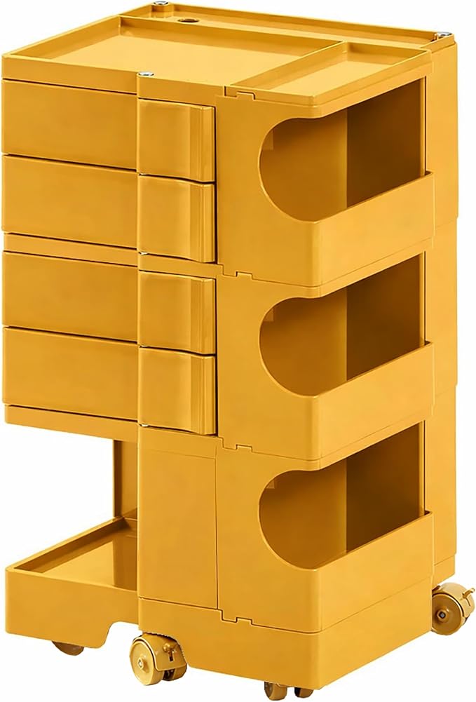 Multipurpose Utility Storage Cart- MCM Storage with Wheels and Slide Out Drawers - Professional Trolley Cart - Portable Caddy for Living Room, Bedroom & Studio