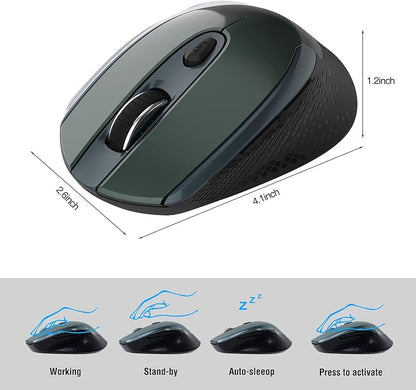 Wireless 2.4G Silent Cordless Mouse - 6 Buttons, 3 DPI Levels for Laptop, Desktop, MacBook, PC