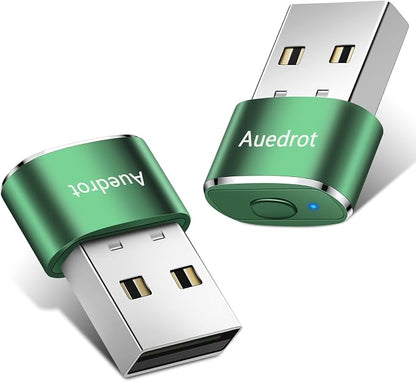 AUEDROT Mouse Jiggler Undetectable Metal USB Mouse Mover with Switch Button, Automatic Mini Mouse Shaker with 2 Jiggle Modes, Driver-Free, Plug and Play, Keep Computer/Laptop Awake, Green, 2 PCS