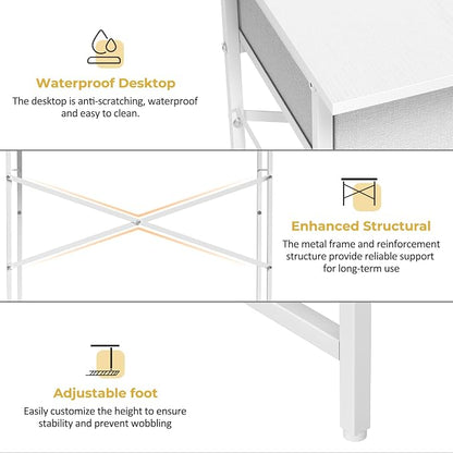 DAOUTIME Small Writing Desk for Kids Bedroom, 31.5 Inch Small Computer Desk for Small Spaces, Simple Desk with 2 Fabric Drawers for Home Office, Dorm, Living Room, Home Study Table, White