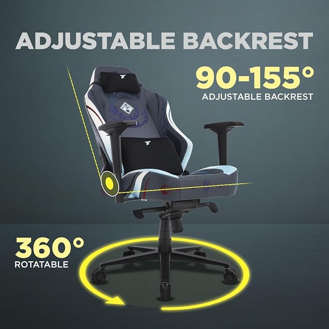 TTRACING Jujutsu Kaisen Gojo Gaming Chair with Spring Cushion | Premium leather & steel frame, ideal for anime setups or home office. Features 155° recline and 440lbs weight capacity.