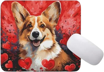 Welsh Corgi Mouse Pad Dog with Red Hearts Pattern Non-Slip Rubber Mouse Pad Puppy in Love Mouse Pad for Home Office Work Desk Computer Desktop Laptop for Dog Lovers