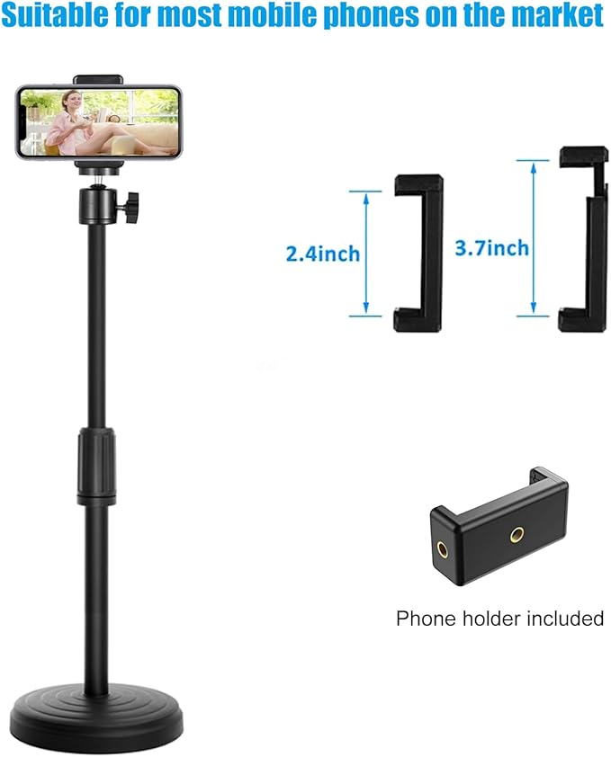Webcam Stand for Desk, 18 Inch Webcam Tripod Computer Camera Stand with Phone Holder Desktop Web Cam Mount for Logitech C920 C922 C925e C922x C930e C930 C615 and BRIO