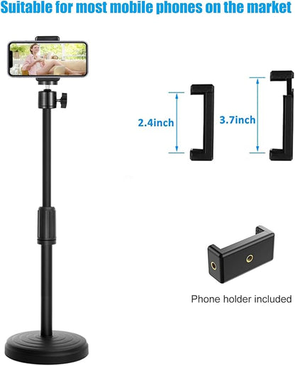 Webcam Stand for Desk, 18 Inch Webcam Tripod Computer Camera Stand with Phone Holder Desktop Web Cam Mount for Logitech C920 C922 C925e C922x C930e C930 C615 and BRIO