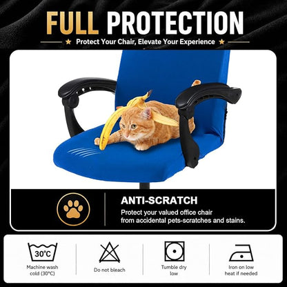 Elastic Computer Chair Cover with Durable Zipper - Protective Removable Washable Universal Office Desk Chair Seat Slip Cover - Stretchy Soft Anti-dust Desk Chair Seat Protector for Dogs, Cats, Pets