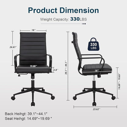 Okeysen Black Conference Room Table Chairs, Ergonomic Office Desk Chair with Wheels, PU Leather Modern Chairs, High Back Executive Swivel Rolling Chair for Home, Office