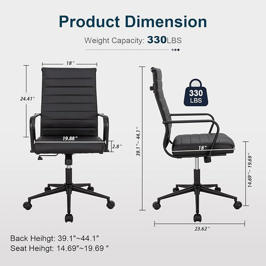 Okeysen Black Conference Room Table Chairs, Ergonomic Office Desk Chair with Wheels, PU Leather Modern Chairs, High Back Executive Swivel Rolling Chair for Home, Office
