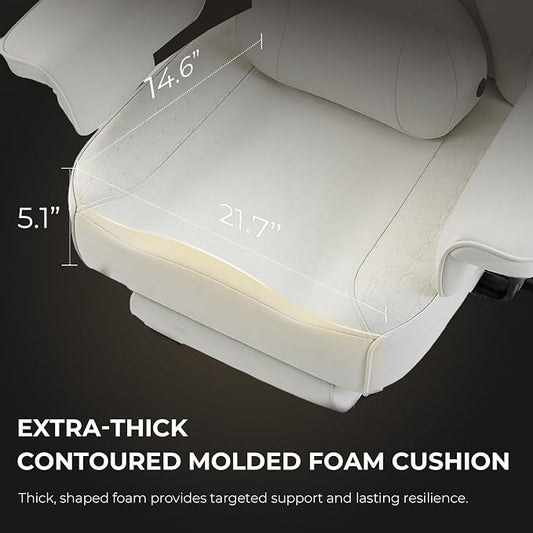 Dowinx Big and Tall Office Chair 400 Lbs with Rotating Massage Lumbar Support, Wide Thick Seat Cushion and Adjustable Armrest,Computer Gaming Chairs with Footrest, White