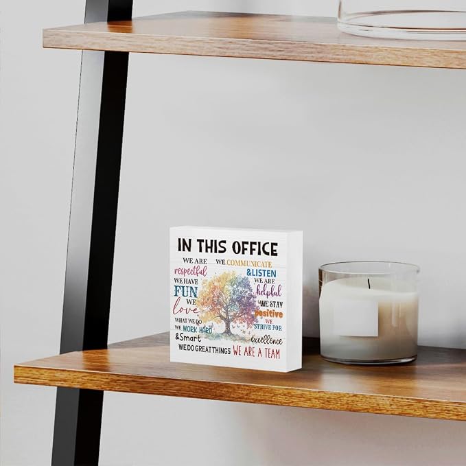 mmiishe Encouragement Gifts for Coworkers Desk Decor Office Accessories | Cheer Up Gifts for Women Coworkers Mentor Team Mental Health Decor for Office Wooden Box Sign Birthday Gift 5 x 5 Inches