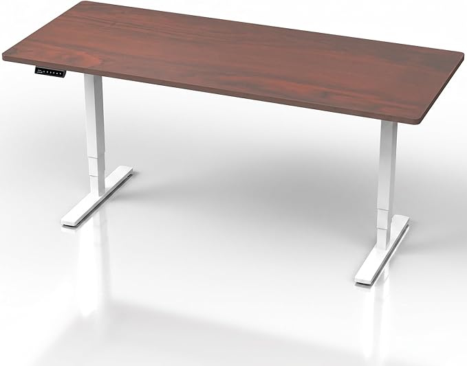 VIVO Electric 71 x 30 in Standing Desk, Touch Screen Adjustment, 220 lb Frame Support, 2E Series, Dark Walnut Top, White Frame, DESK-KIT-2EW71D