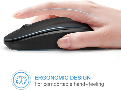VssoPlor Wireless Mouse, 2.4G Slim Portable Computer Laptop Mouse with Nano Receiver Quiet Silent Optical Mice for Notebook, PC, Laptop, Computer-Black