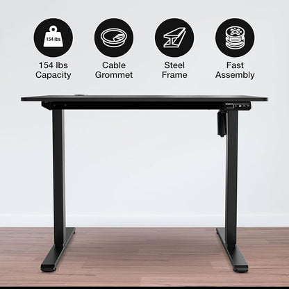 Mount-It! Electric Standing Desk Adjustable Height 40x24 – Compact Sit Stand Desk with Memory Presets, Home Office Workstation, Ergonomic Small Computer Table, Black Frame and Black Top