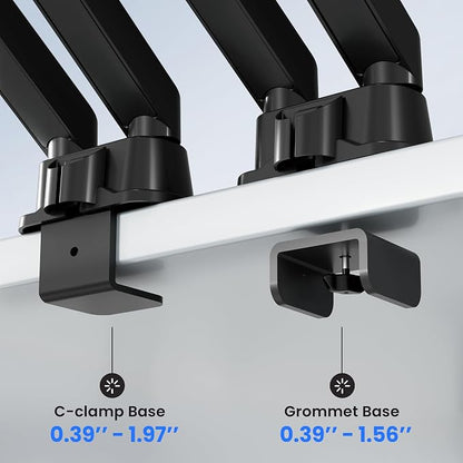 EVEO Premium Dual Monitor Mount 14"-32” Dual Monitor Arm VESA Bracket Adjustable Height Gas Spring Dual Monitor Stand, Screen Full Motion Dual Monitor Arm-Computer Monitor Stand for 2 Screens - Black
