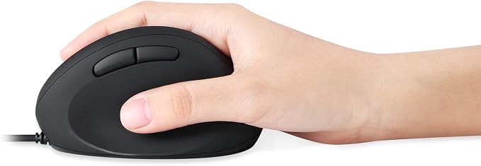 Perixx PERIMICE-519 Wired Ergonomic Vertical Mouse - Portable Small Design - 105x67x58 mm - Right Handed Black