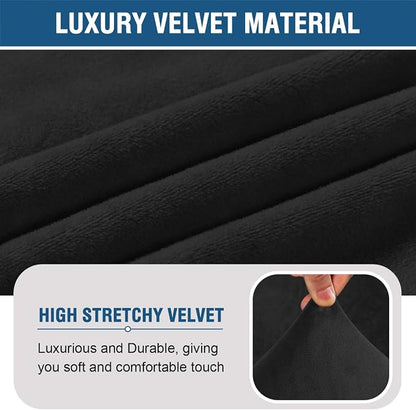 H.VERSAILTEX Armless Accent Chair Covers Thick Velvet Armless Chair Slipcovers High Stretch Chair Covers for Living Room Hotel Machine Washable Furniture Protector with Elastic Bottom, Black