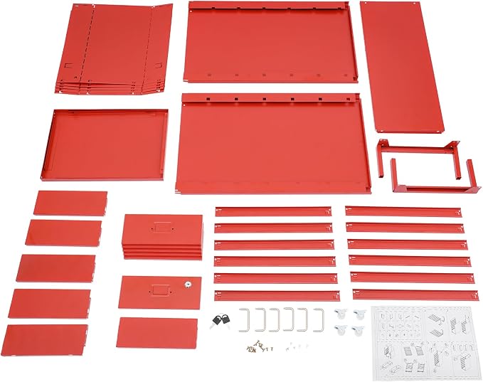 Vertical File Cabinet, 6 Drawers Rolling File Organizer Cabinets with Lock, Heavy Duty Metal Storage Cabinet, Movable Under Desk Filing Cabinet for Office, Study, Dresser (Red)