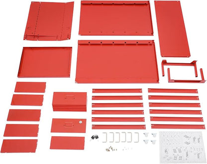 Vertical File Cabinet, 6 Drawers Rolling File Organizer Cabinets with Lock, Heavy Duty Metal Storage Cabinet, Movable Under Desk Filing Cabinet for Office, Study, Dresser (Red)