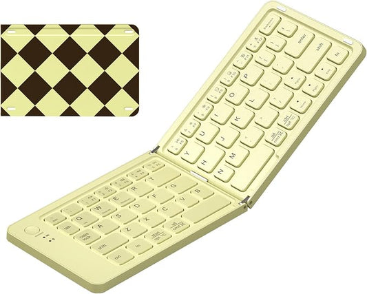 Foldable Bluetooth Keyboard with UV Printing Technology Rechargeable Keyboards,Compact Wireless Travel Keyboards for iPad, Smartphone, Tablet and Laptop - Z1 Coffee