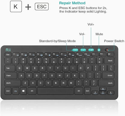 Rii RKM709 2.4 Gigahertz Ultra-Slim Wireless Keyboard and Mouse Combo, Multimedia Office Keyboard for PC, Laptop and Desktop,Business Office(Black)-New