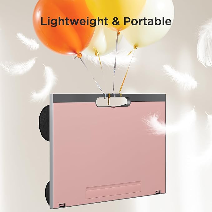 HUANUO Adjustable Lap Desk - with 8 Adjustable Angles & Dual Cushions Laptop Stand for Car Laptop Desk, Work Table, Lap Writing Board & Drawing Desk on Sofa or Bed, Pink