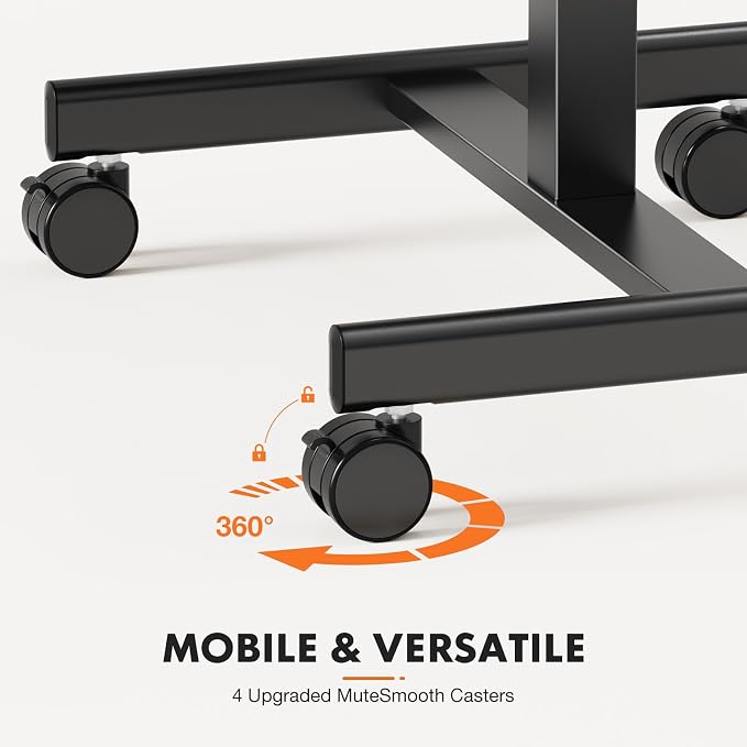 Sweetcrispy Mobile Rolling Desk with Lockable Wheels, Small Standing Laptop Desks, Sit Stand Adjustable Height Table Portable, Computer Workstations for Home Office, Brown