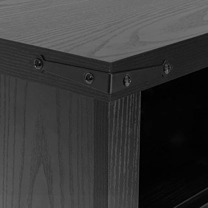3 Piece Living Room Tables Set of 3, Farmhouse Entryway Table with Storage and End Tables with Charging Station, Sliding Door Console Table Set, Rustic Sofa Set for Hallway, Black