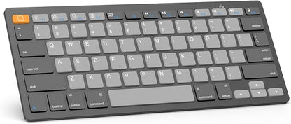 OMOTON Ultra-Slim Bluetooth Keyboard for iPad 11th/10th/9th/8th/7th, iPad Pro/Air/Mini and iPhone Series, Wireless iOS Keyboard with 12 Multimedia Keys for Office, School, Orange & Gray & Deep Gray